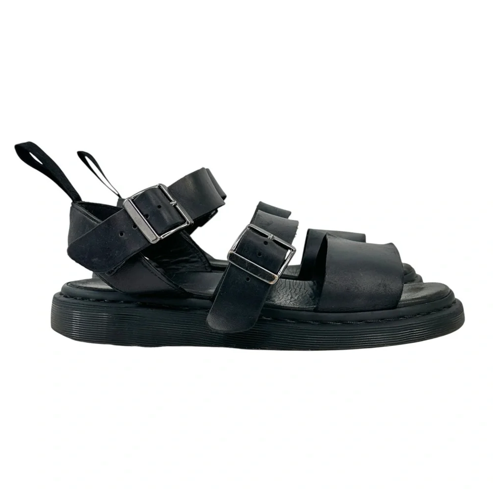 Dr. Martens Gryphon Black Leather Platform Sandals sz 10 Men’s